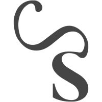 Graues, geschwungenes S-Logo auf schwarzem Hintergrund